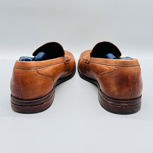 Cole Haan Shoes Men 9 Brown Leather Grand OS Penny Loafers Moc Toe Slip On Dress - Picture 8 of 14